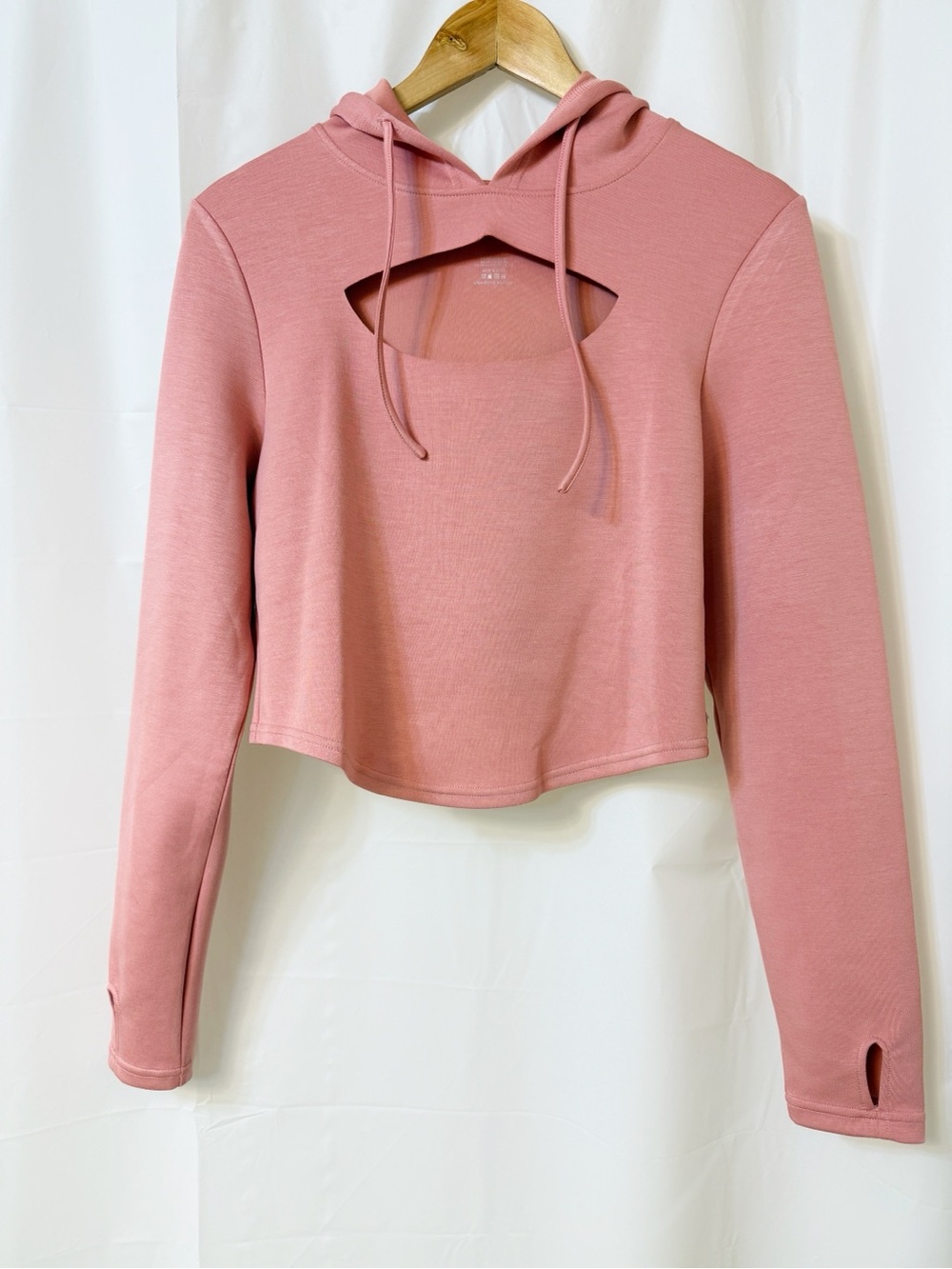 Buffbunny Collection Pink Cropped Hoodie Sweater with Cutout Medium